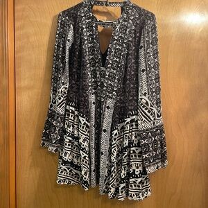 Free People Black and White Patterned Mini Dress